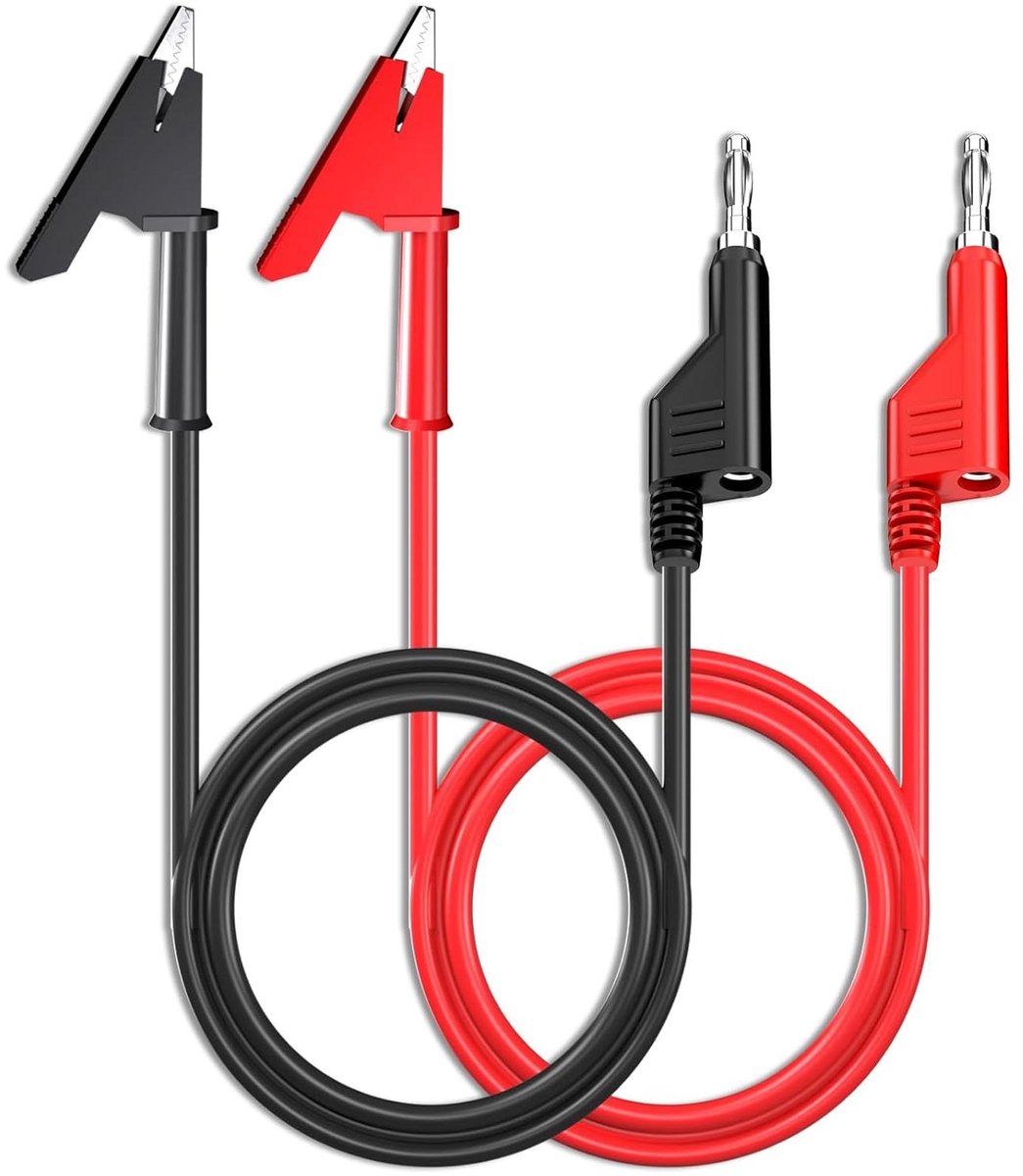 Meetleidingen Banaanstekker Krokodillenklem - Testkabels Multimeter - Elektrisch Testen - Stapelbare Banaanstekker - 1 m - Rood Zwart