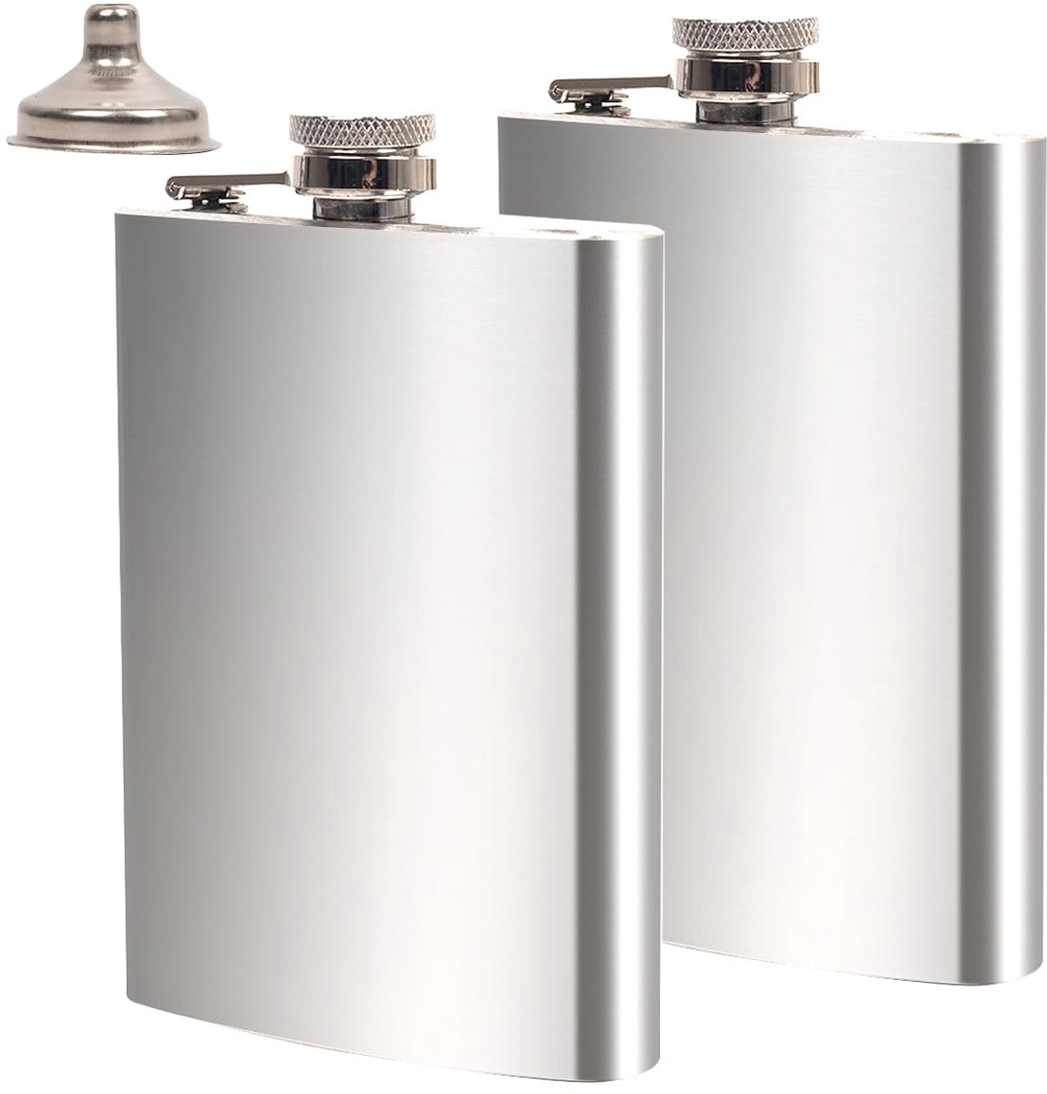 2 stuks RVS heupfles 8oz + trechter, heren whisky fles