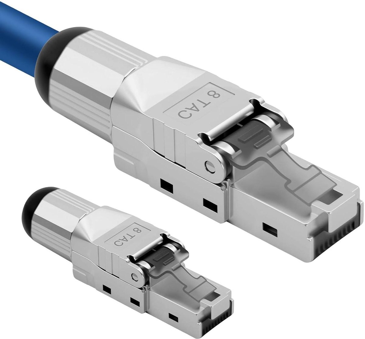 RJ45 Stekkers - Netwerk Connectoren - Netwerk Installatie - Gereedschapsloos Monteren - CAT 8 - Zilver