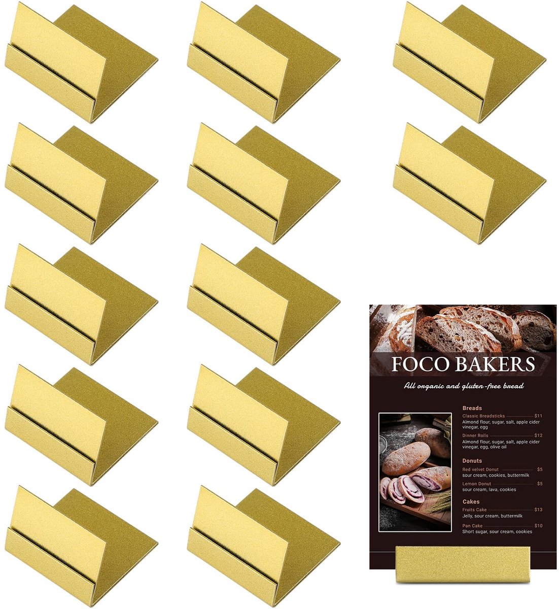 Set van 12 gouden metalen tafelnummerhouders, plaats kaarthouders voor bruiloften, feesten, evenementen, verjaardagen, tafelbordweergave
