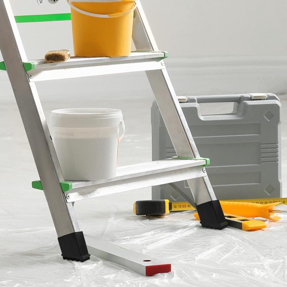Laddervoeten - Ladderdoppen Rubber - Veilig Werken - Antislip Diepe Groeven - 63 x 24 x 36 mm - Zwart