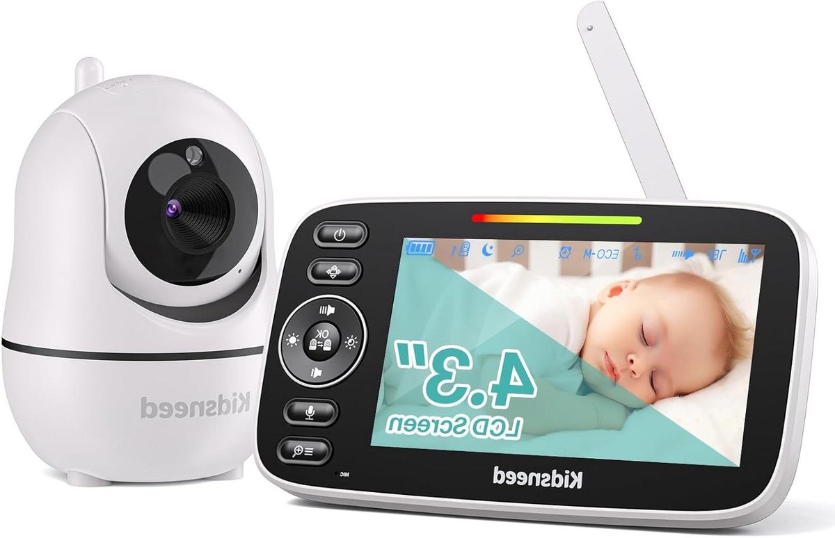 Babyfoon met Camera - Baby Monitor - Baby in de gaten houden - Geen Wi-Fi Nodig - 43-inch Scherm - Wit