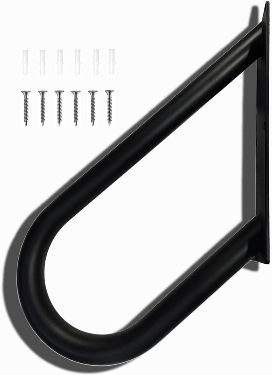 Trapleuning U-vormig - Buitentrapleuning Wandmontage - Veiligheid op Trappen - Antislip Comfort Grip - 457 cm Lengte - Zwart