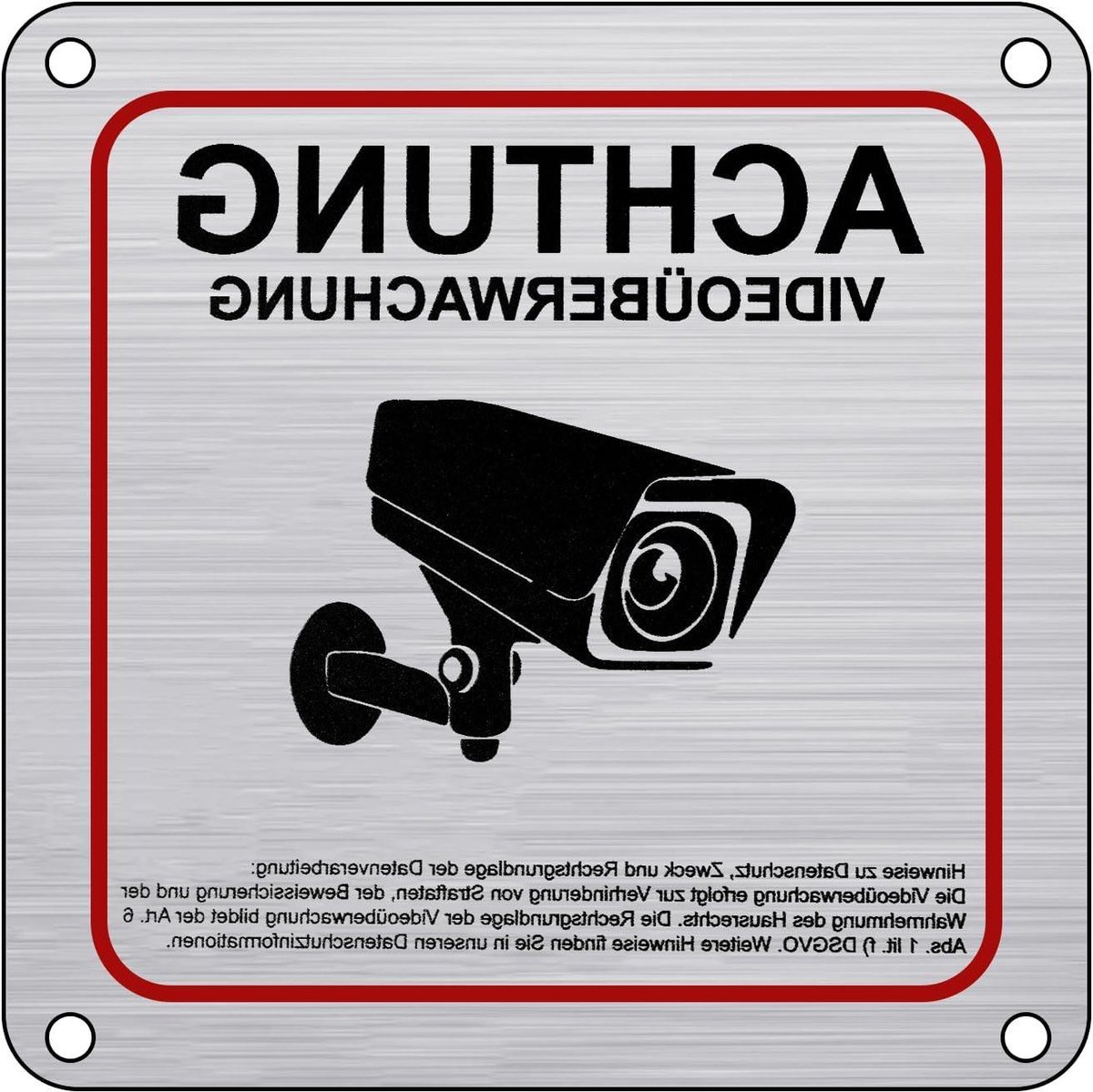 Waarschuwingsbord - Attentie bord Camerabewaking - Veiligheid Aangeven - GDPR conform - 15 x 15 cm - Aluminium