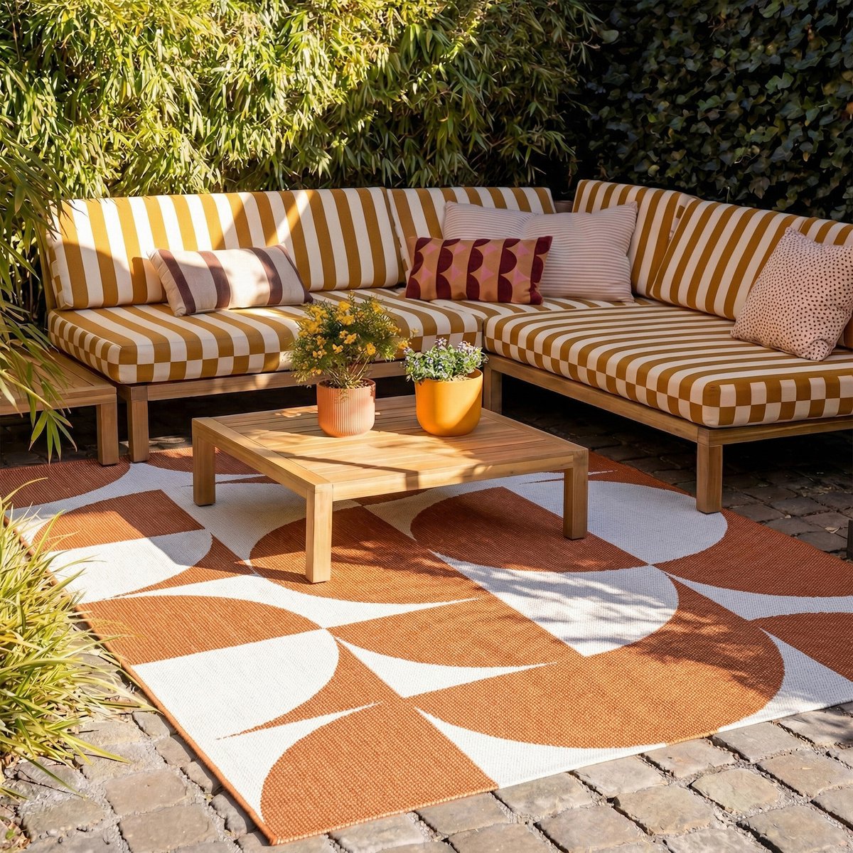 Fraai Buitenkleed - Summer Shapes Terracotta - 140x200cm