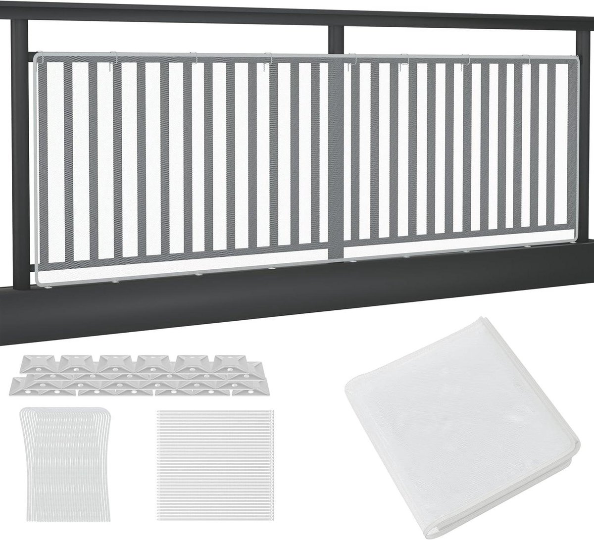 Veiligheidsnet Kinderen - Traphek Net - Huis Beveiligen - Honingraat Weefsel - 300 x 91 cm - Wit