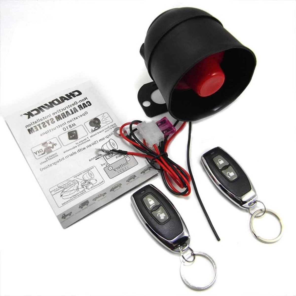 Auto Alarm Systeem - Alarmbeveiliging Auto - Voertuig Beveiligen - 6-Tonige Hoorn - 125 Decibel - Zwart