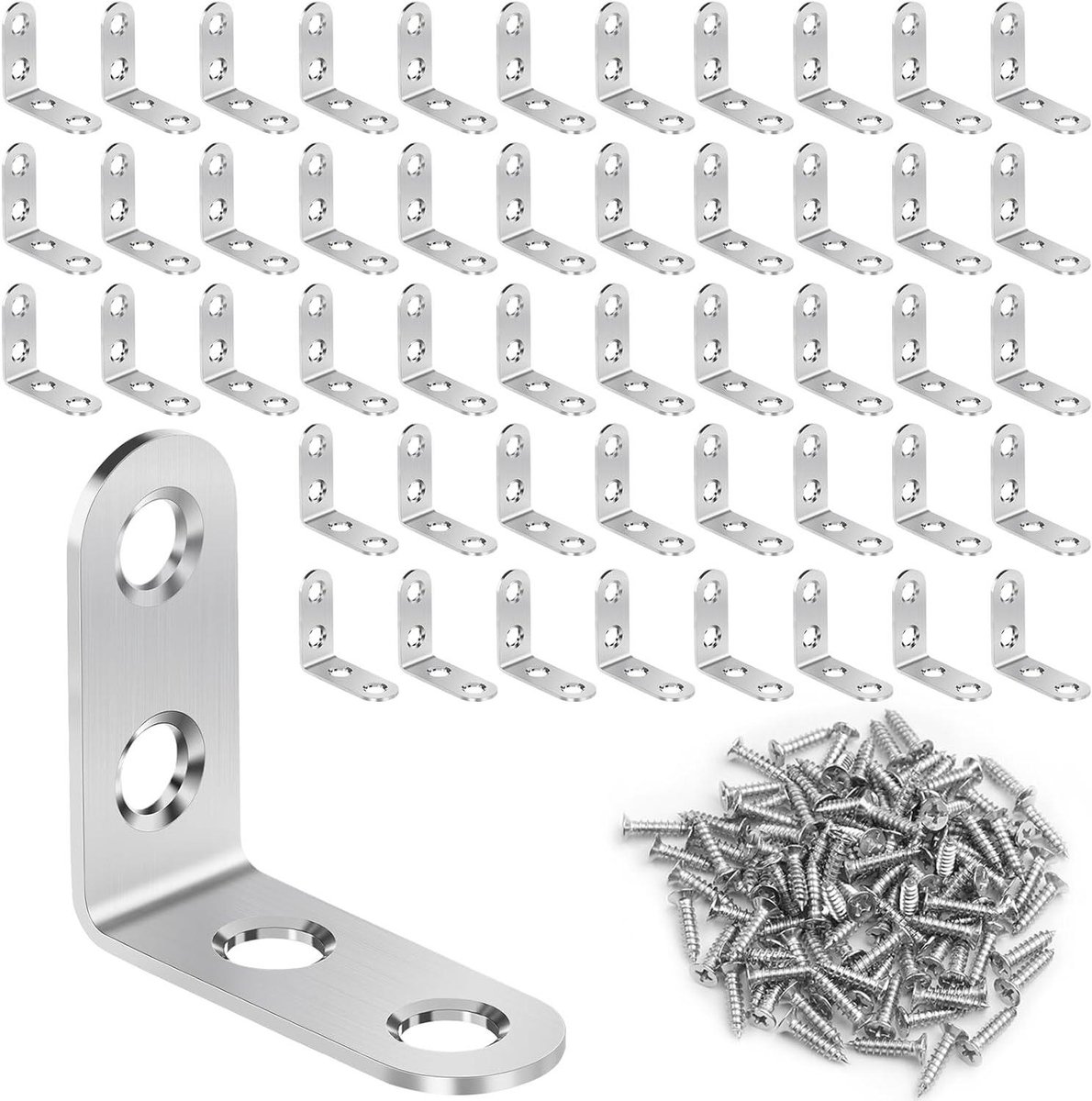 Hoekverbinders - Knikverbinders Bevestigingshoek - Meubels Verstevigen - Roestvrij Staal AISI 304 - 40 x 40 mm - Zilver
