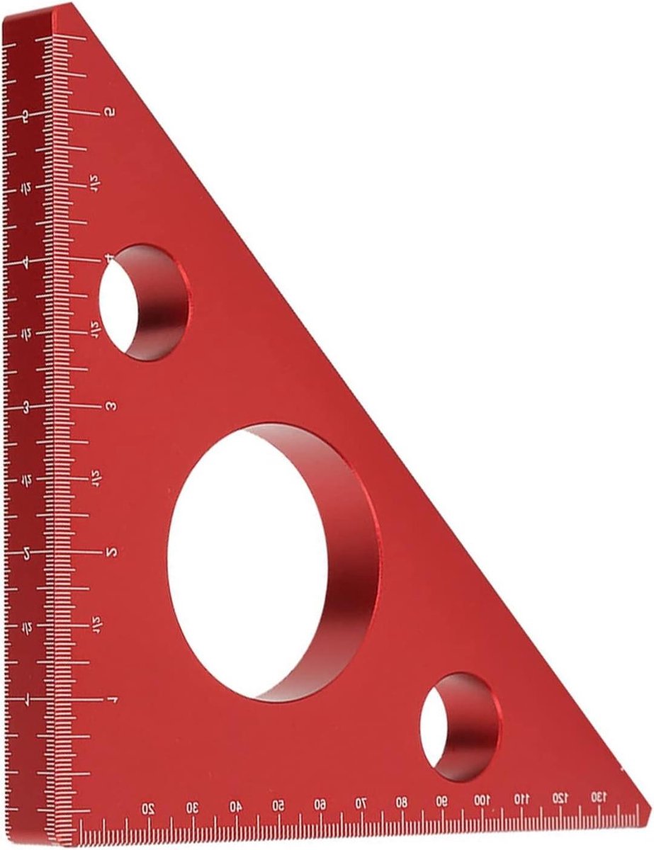 Hoogte Liniaal - Rechte Hoek - Houtbewerking Meten - Gegraveerde Schaal - 23.5 cm - Aluminium