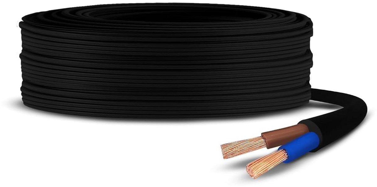 Flexibele Ronde Kabel - Stroomkabel Elektrisch - Algemene Elektrische Toepassingen - BASEC UKAS Gecertificeerd - 1 mm 2 Meter - Zwart