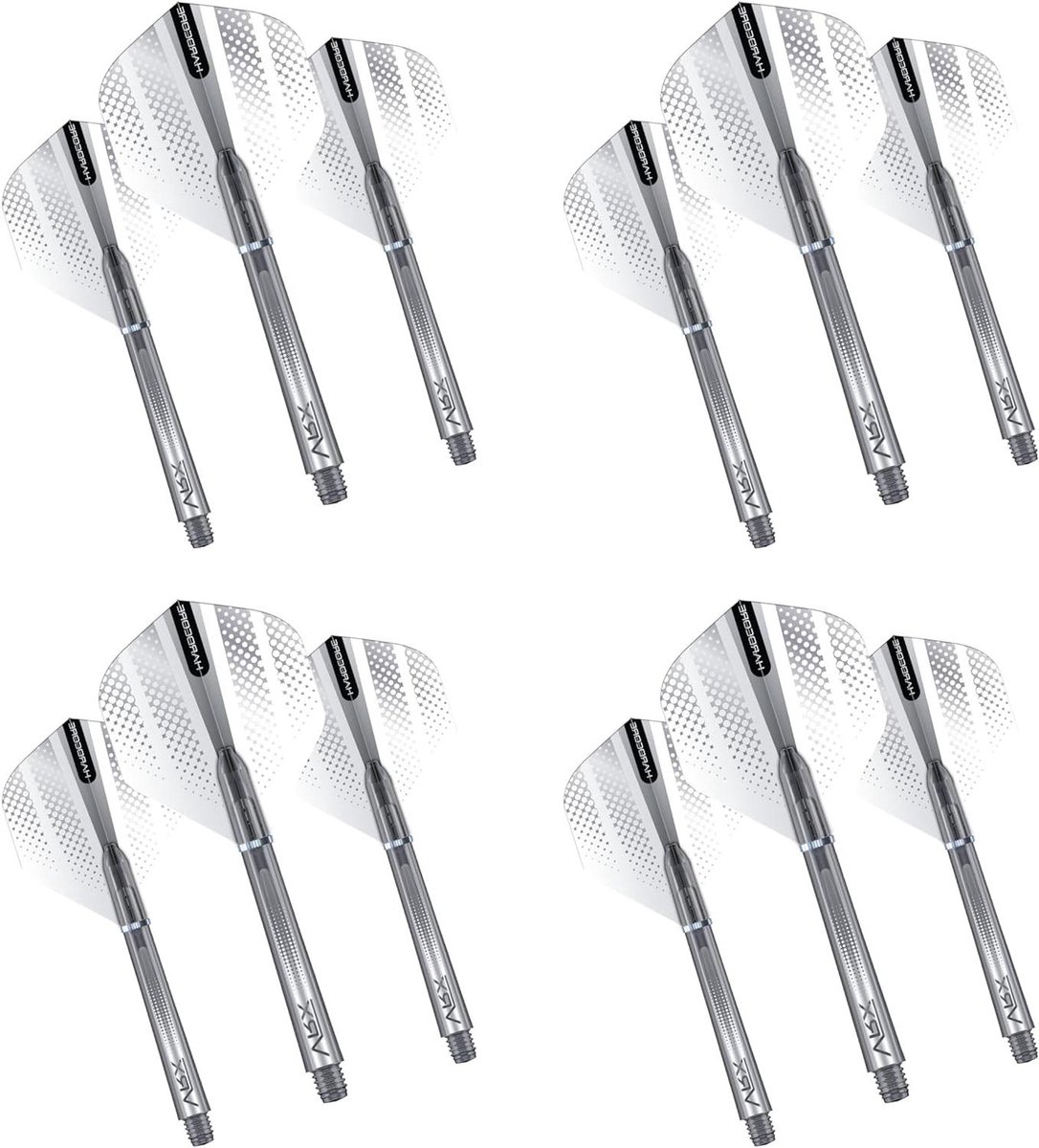 Dart Flights en Stelen - Dart Accessoires Set - Darten Verbeteren - Hardcore Zilveren Flash Design - 4 Sets - Zilver