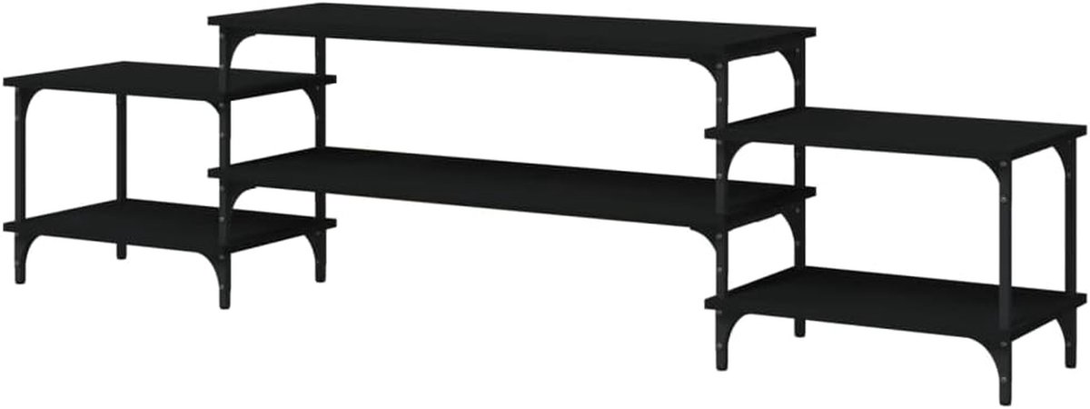 Tv-meubel - Hifi-kast Media-kast - Opbergen Organiseren - Aanpasbare Poten - 197x35x52 cm - Zwart