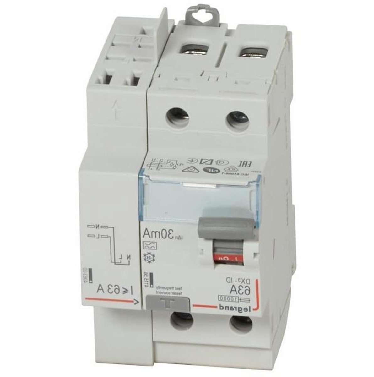 Aardlekschakelaar - Differentiaalschakelaar Stroomonderbreker - Elektrische Beveiliging - Type A 30mA - 3 modules - Grijs