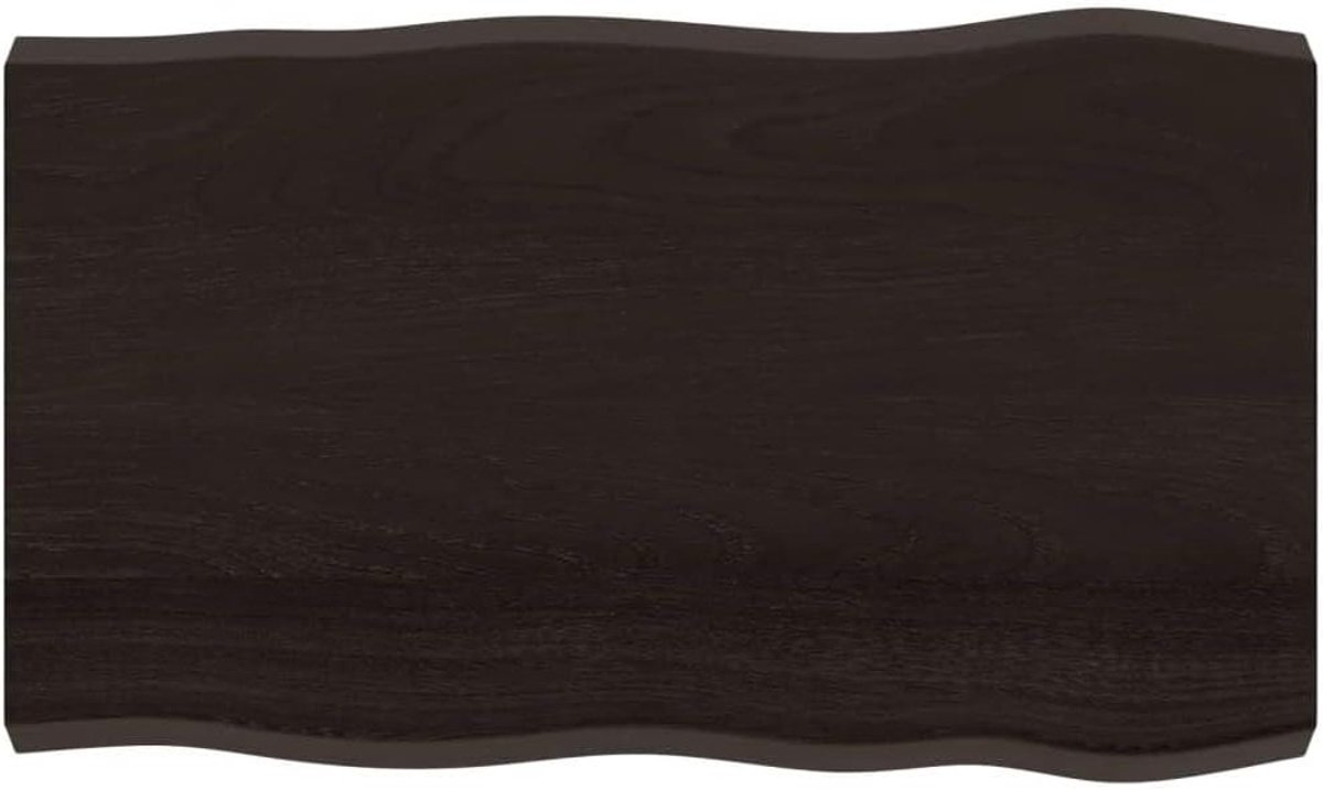 Tafelblad Eikenhout - Houten Plank - Tafel Opknappen - Natuurlijke Rand - 100x60 cm - Donkerbruin