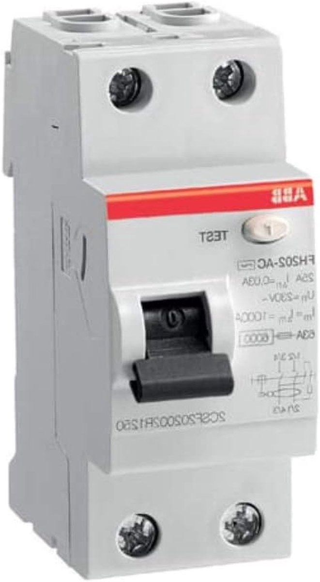 Differentieelschakelaar - Stroomonderbreker Aardlek - Veilige Elektrische Installatie - Hoge Gevoeligheid - 25A 30mA - Grijs