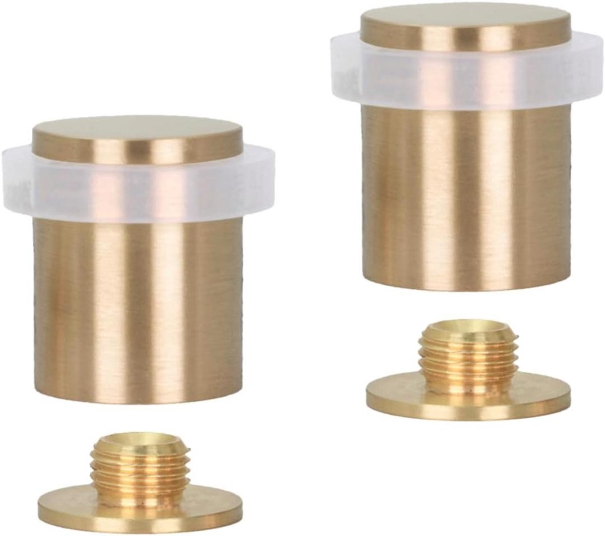 Deurstoppers Set - Deurvangers Deurhouders - Muren Beschermen - Massief Messing - Ø24x30 mm - Messing Satijn