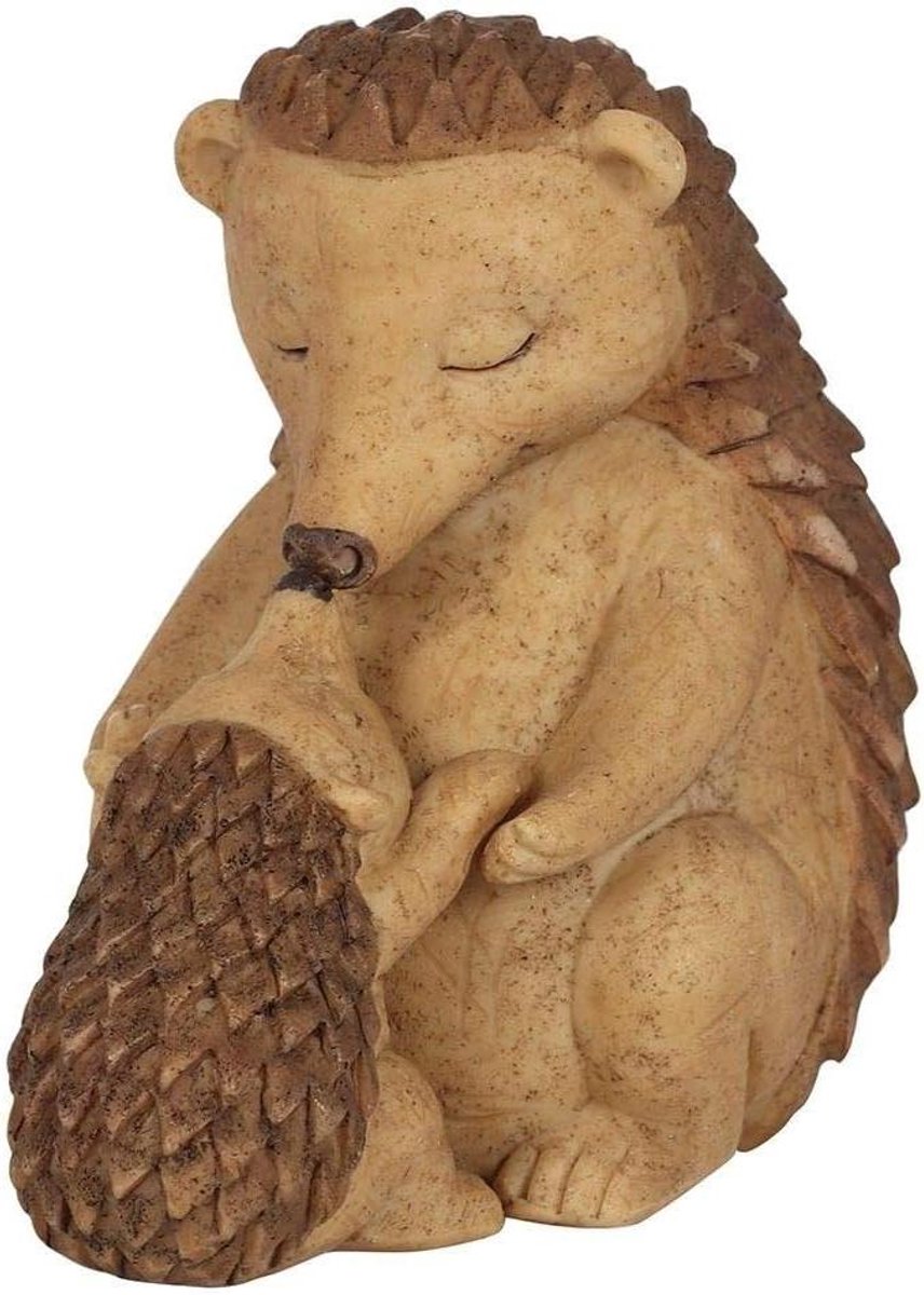Egel Familie Ornament - Moeder en Baby Egel - Woondecoratie - Liefdevolle Knuffel - 3 stuks - Bruin