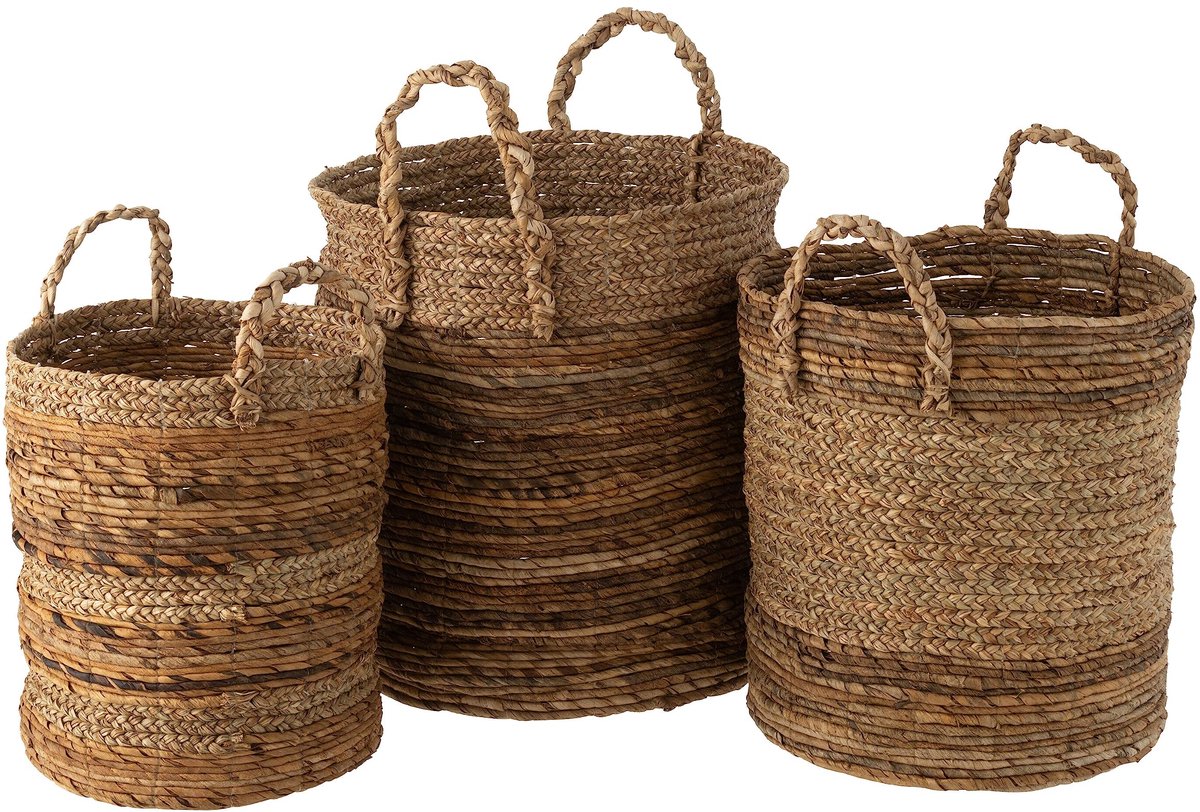 J-Line Set Van Drie Manden Lucie Raffia Naturel