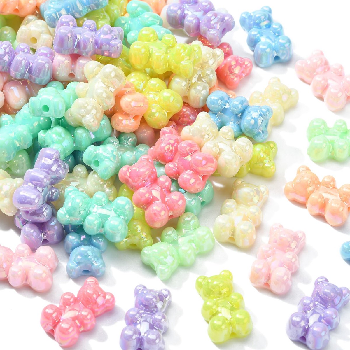 200 stuks Opauqe Acryl Cartoon Gummie Beer Kralen Schattige Dieren Losse Kralen voor DIY Telefoon Knutselen Haar Kostuum Accessoires
