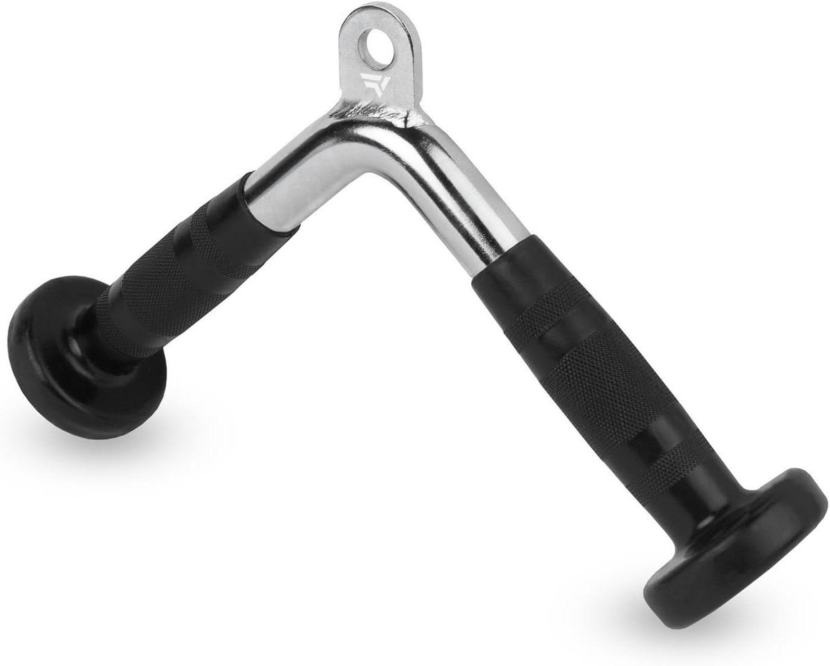 Triceps Bar - V-Bar Kabel Accessoire - Kracht Training - Ergonomische Handgrepen - 29 x 17 x 5 cm - Zilver