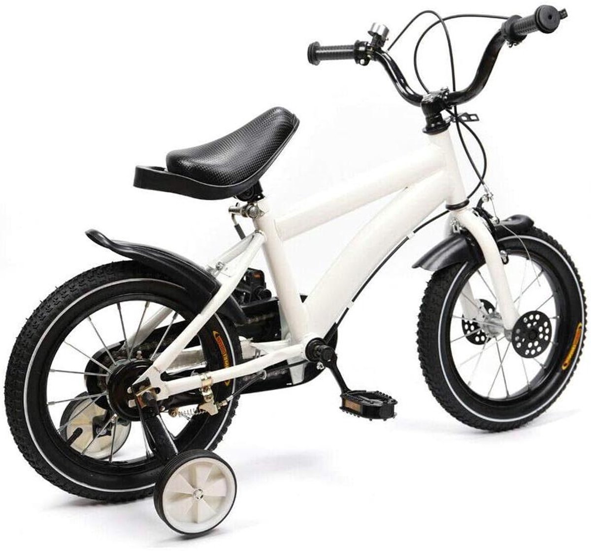 Kinderfiets - Jongensfiets Meisjesfiets - Leren Fietsen - Veiligheidsdriehoek Stabiliteit - 14 inch - Wit