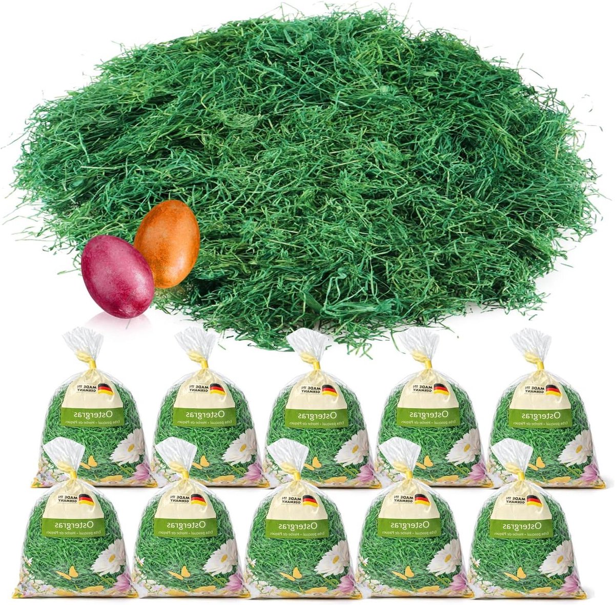 Paasgras Houtwol - Paasdecoratie Nestvulling - Paasmanden Knutselen - Natuurlijke Houtvezels - 250 gram - Groen