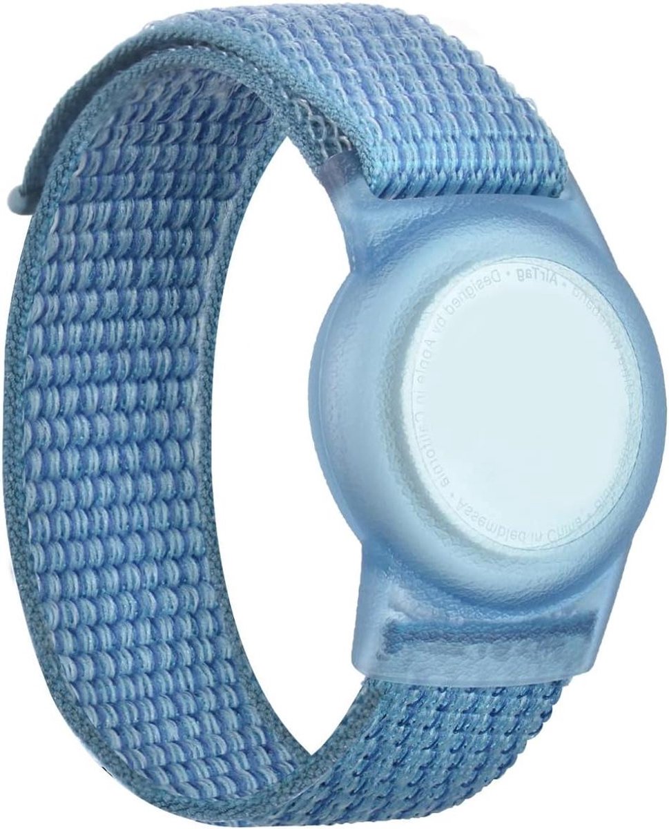 Kinder Airtag Polsband - Veiligheidsketting Peuter - Kind Volgen - Huidvriendelijk Nylon - 170mm*22mm - Blauw