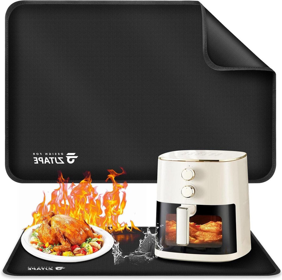 Hittebestendige Onderlaag - Hittebeschermingsmat Keuken - Bescherming Werkblad - Antislip & Waterdicht - 60x40cm - Zwart