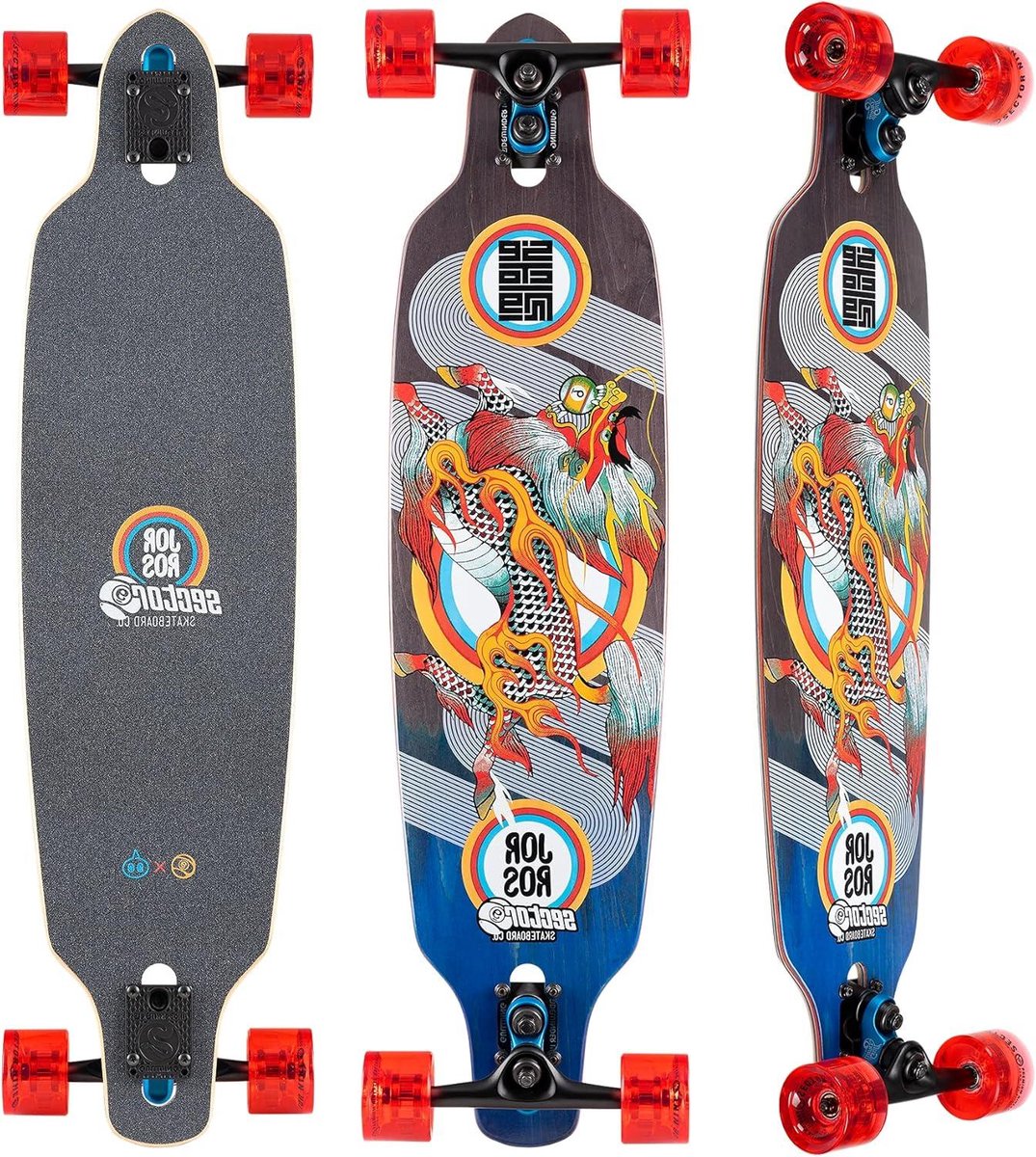 Longboard Kirin Fractal Drop Through Board Carven en cruisen Esdoorn constructie 96 inch breed Tweekleurig