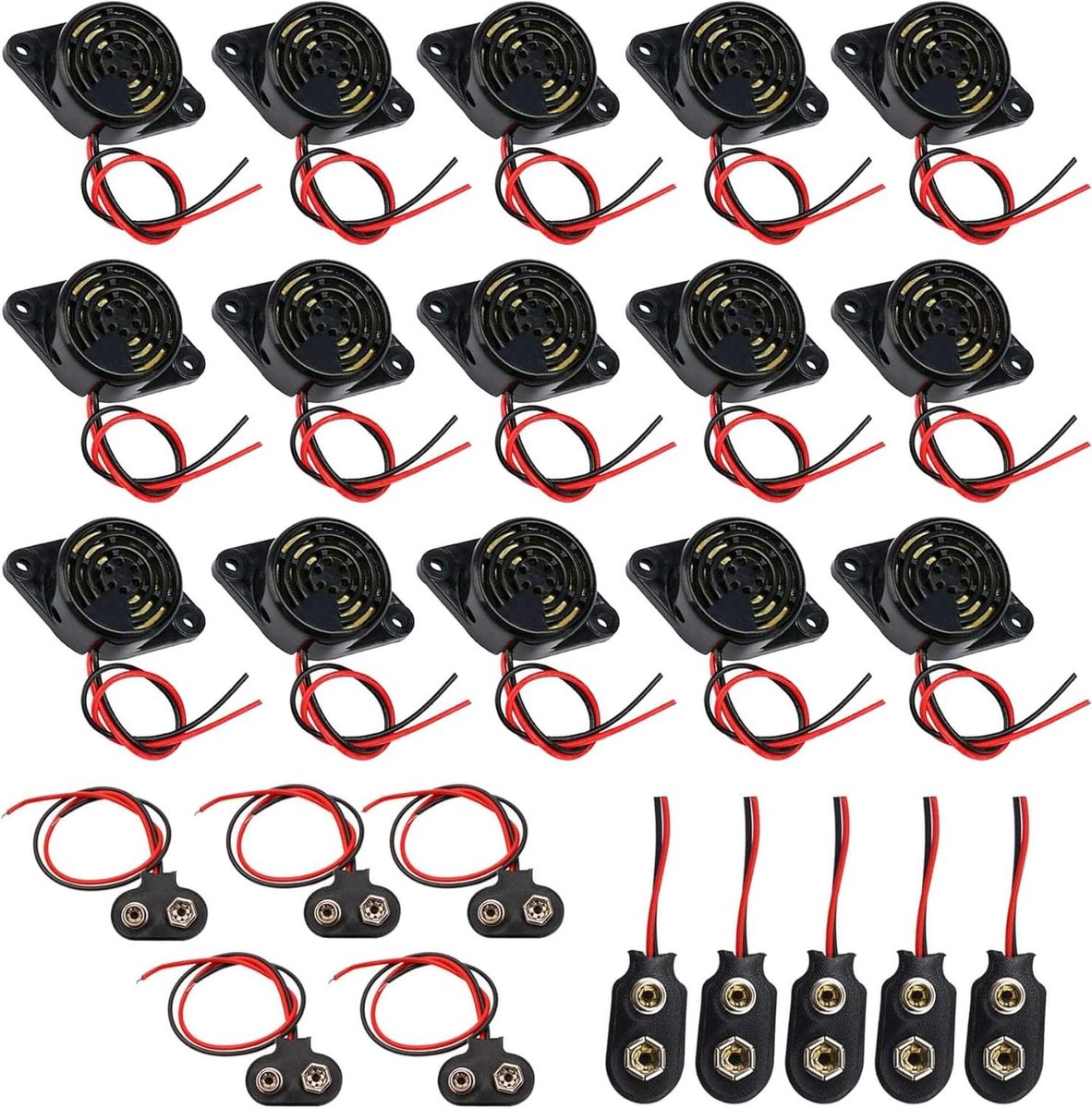 Elektronische Zoemer - Alarm Geluid - Akoestisch Signaal - Actief Piëzo Alarm - 3-24V - Zwart