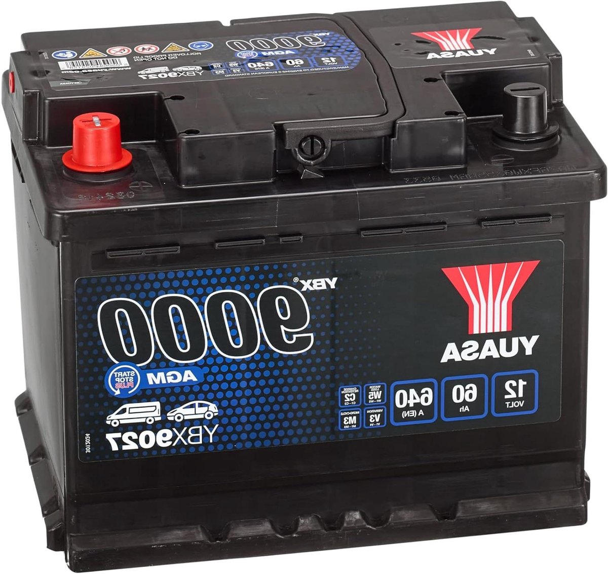 AGM Start Stop Autobatterij - Krachtige accu - Voertuig starten - Morsbestendig ontwerp - 12V 60Ah - Zwart