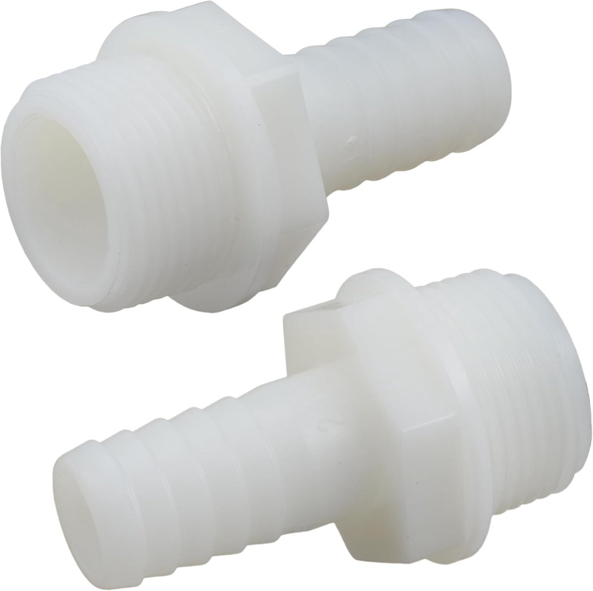 - C75010 - Set met 2 verbindingsstukken, recht, 1 inch x Ø 20 mm voor het schroeven, buitendraad, adapter, verbindingsstuk, irrigatiecirkel, van polyamide, wit