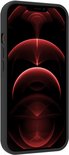 Zwarte hoes voor iPhone 14 Pro Max met rood abstracte achtergrond.