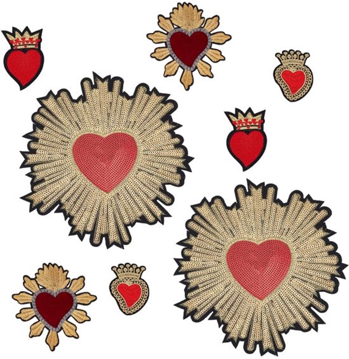 Dailygoods - Hart Strass Kraal Patch - 8 Stuks - Decoratieve