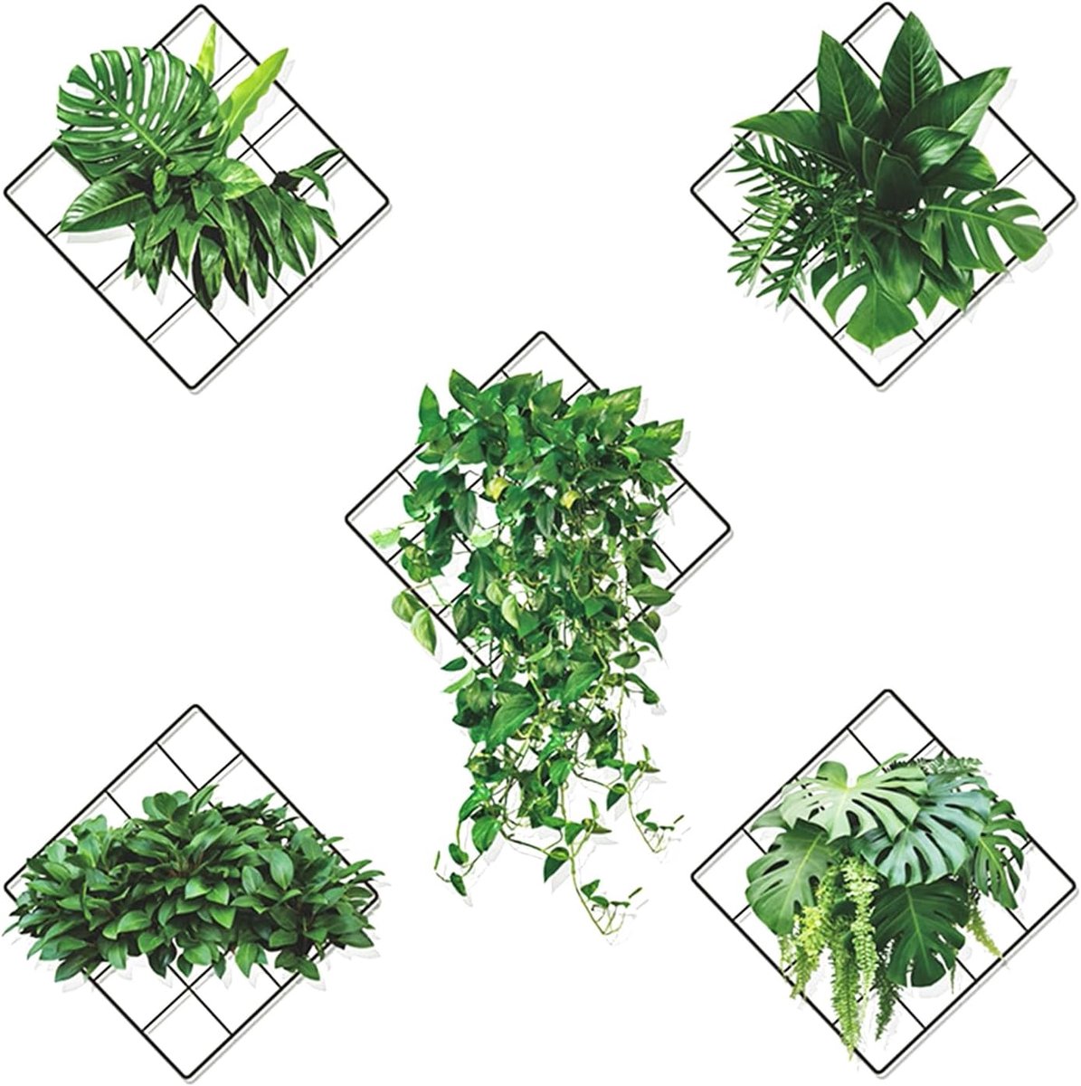 3D groene planten muursticker 4 stuks kunstmatige plantenstickers voor binnendecoratie
