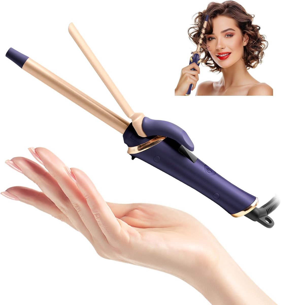 Mini-krultang voor op reis 13 mm, voor kort haar, Curling Iron met 5 instelbare temperaturen 120-200 °C, dubbele spanning 110-240 V Travel, met opbergtas