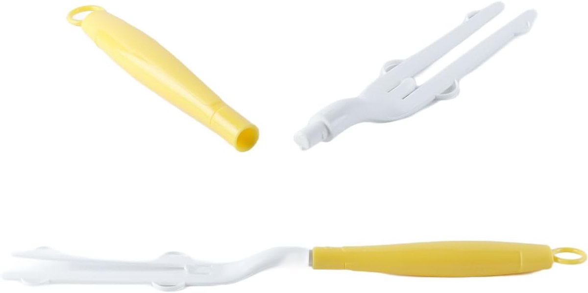 3 stuks verwijderbare plastic stofferhandgrepen, compatibel met stoffer- en dweilhandgrepen voor het schoonmaken van uw huis, geel en wit
