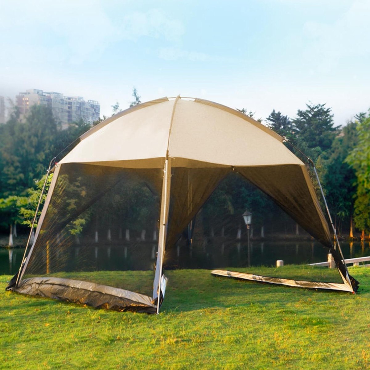 Event Paviljoen - Tuinpaviljoen Bescherming - Buiten Ontspannen - Geïntegreerd Muggennet - 3 x 3 Meter - Grijs