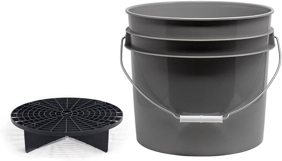 Wasemmer met inzet - Schoonmaakemmer GritGuard - Auto reinigen - Vuil scheidend inzetstuk - 125 liter capaciteit - Grijs zwart