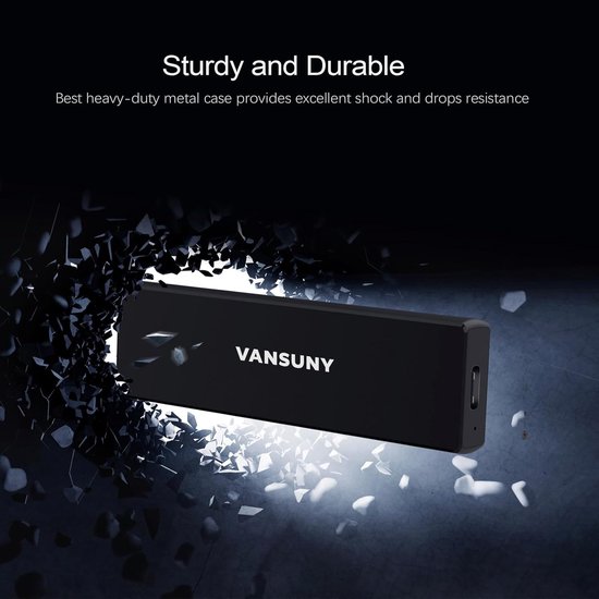 Externe SSD - Draagbare Schijf - Snelle Data Transfer - Metaal Omhulde Behuizing - 500 GB - Zwart — afbeelding 3