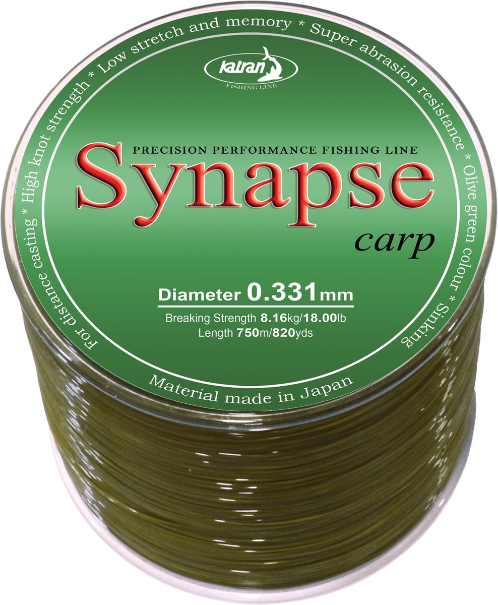 Synapse Carp 33/00 Classic Olive Green Karperllijn 1.000 meter Zinkende Vislijn Low Stretch Vis Lijn