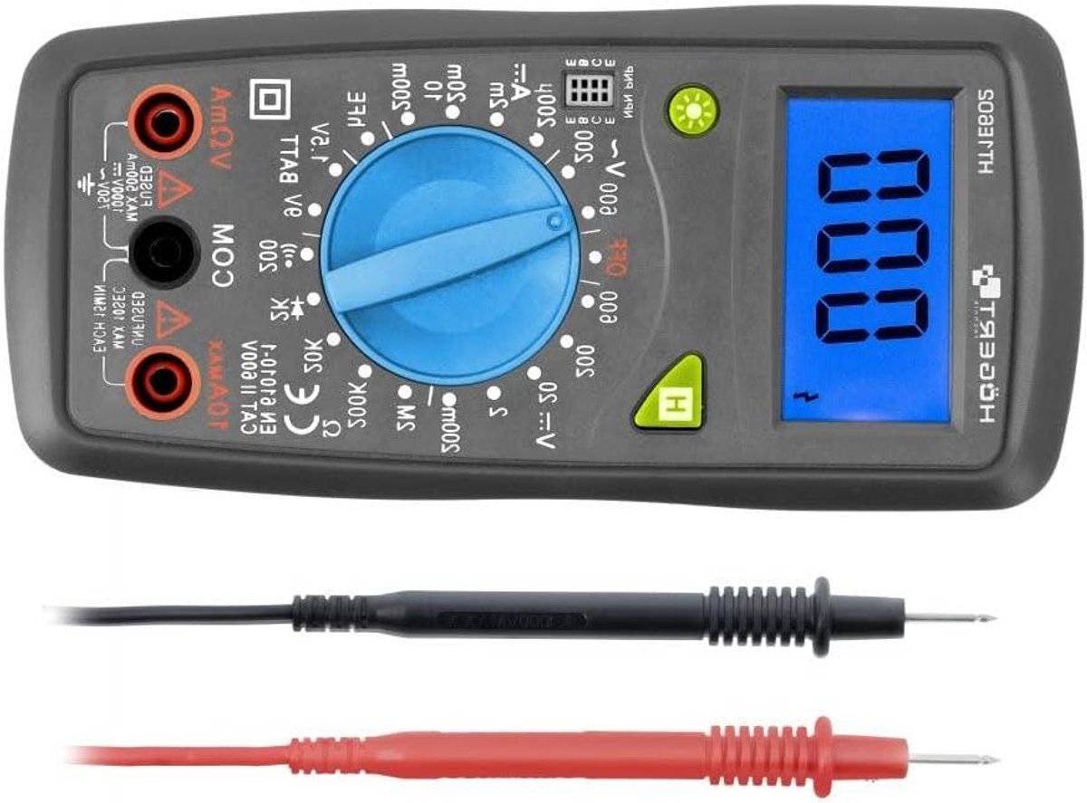 Digitaal Meetapparaat - Multimeter Tester - Elektrische Installaties - Data Hold Functie - Tot 600 V - Zilver