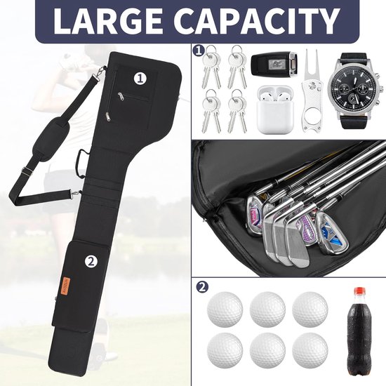 Lichte Opvouwbare Golf GOLF TAS voor 8-10 Clubs Training & Reizen van Merkloos — afbeelding 5