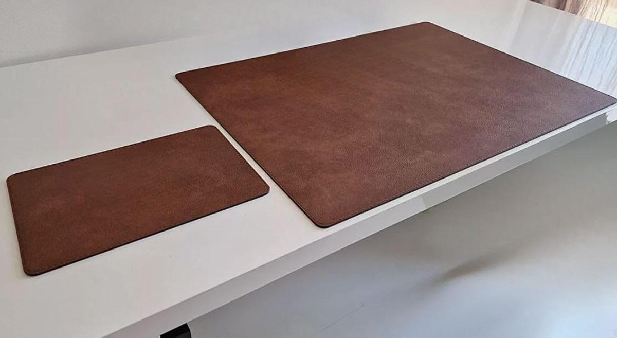Bureauonderlegger Leer - Met muismat - Bureau Organisatie - Gemaakt in Duitsland - 70 x 50 cm - Bruin
