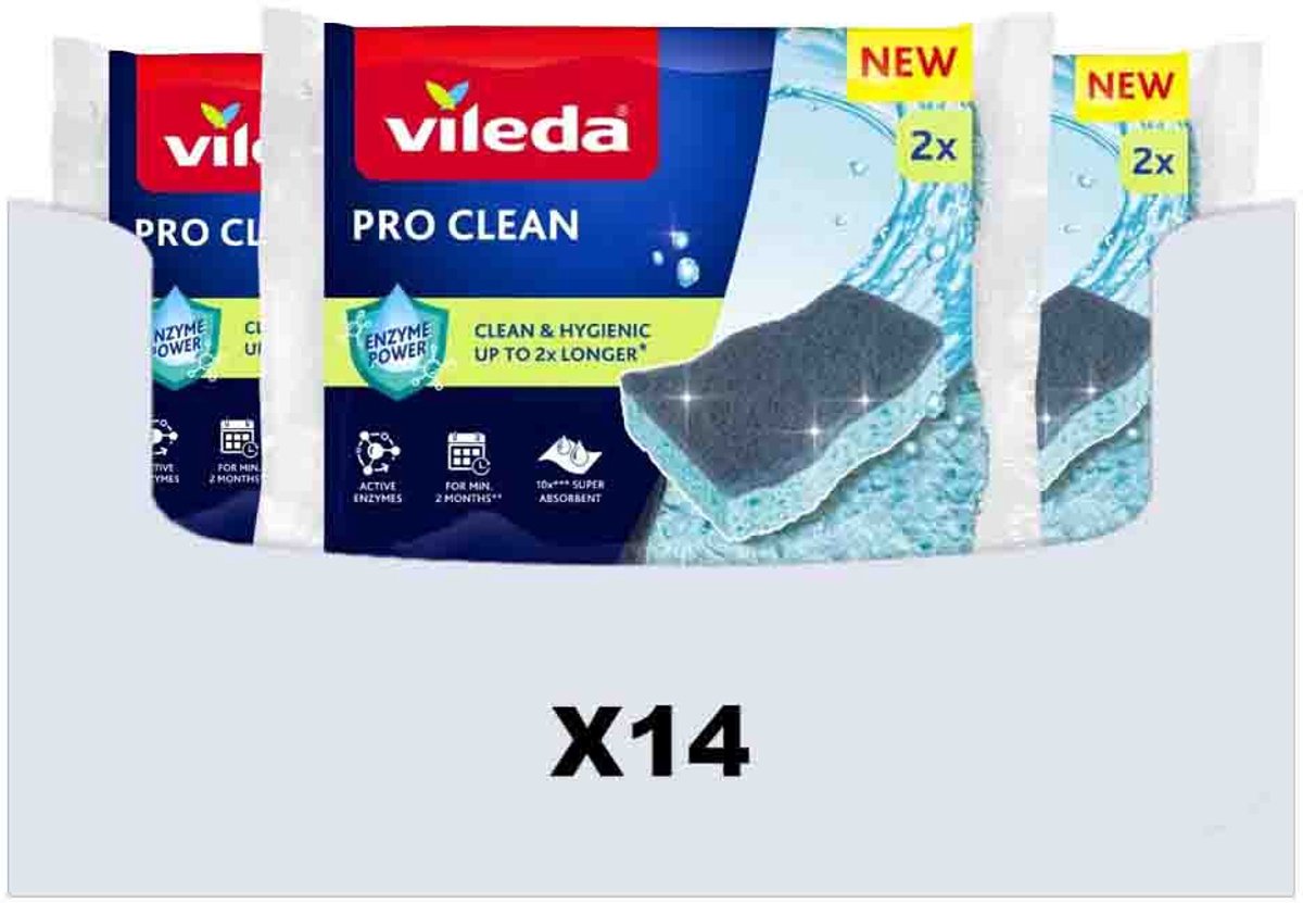 Vileda Schuursponsen Pro Clean Viscose - 14 x 2 stuks - Voordeelverpakking