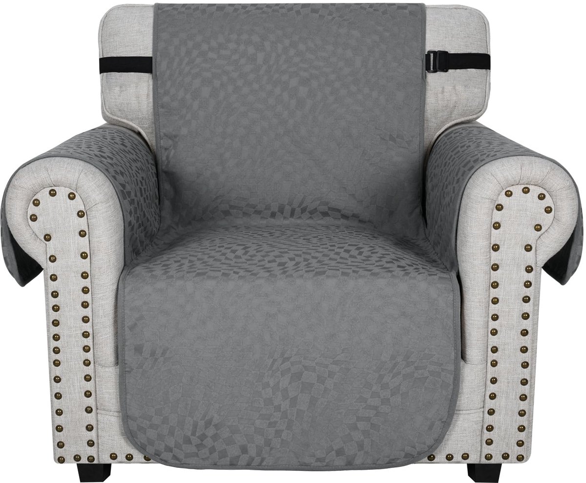 Bankhoes 1 Zits met Armleuningen, Vlekafstotende Bankhoezen, Bankbescherming, Fauteuilhoes, Antislip Bankhoes, Universele Bankbescherming, Lichtgrijs