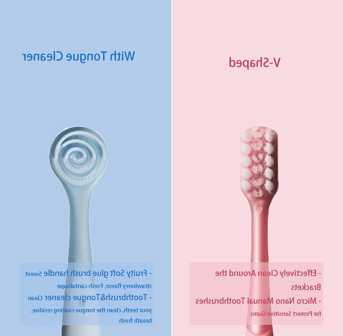 Orthodontische Tandenborstel - Beugel Borstel - Mondhygiëne Beugels - Speciale U-vorm - 3 Stuks - Roze