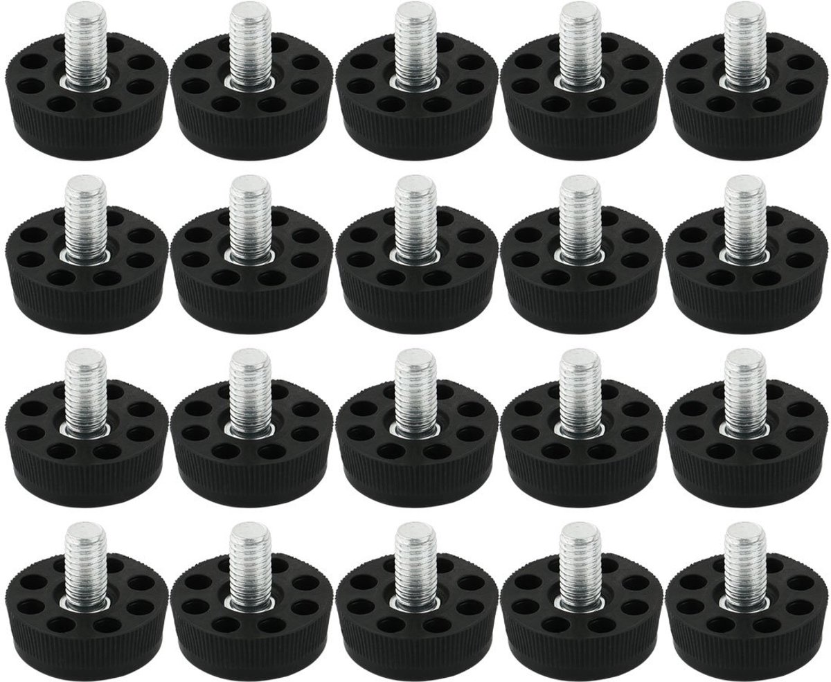 sourcingmap Meubelstoel 8 Gaten Basis Verstelbare Leveling Voet M8 x 10mm Mannelijke draad 20 stks Zwart