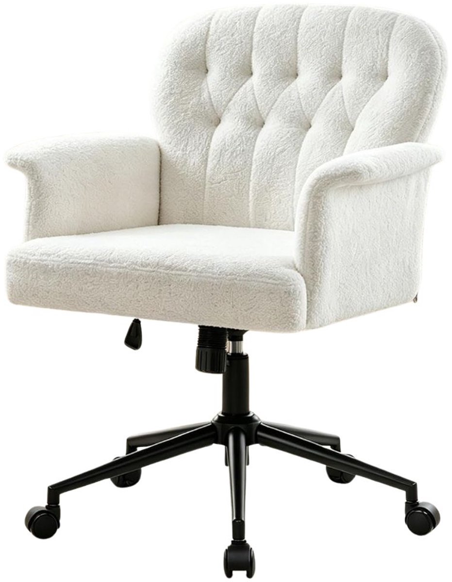 SP® Ergonomische bureaustoel - Bureaustoel van teddybont - Make-upstoel voor slaapkamer, woonkamer - Wit - 49cm x 59cm x 98cm