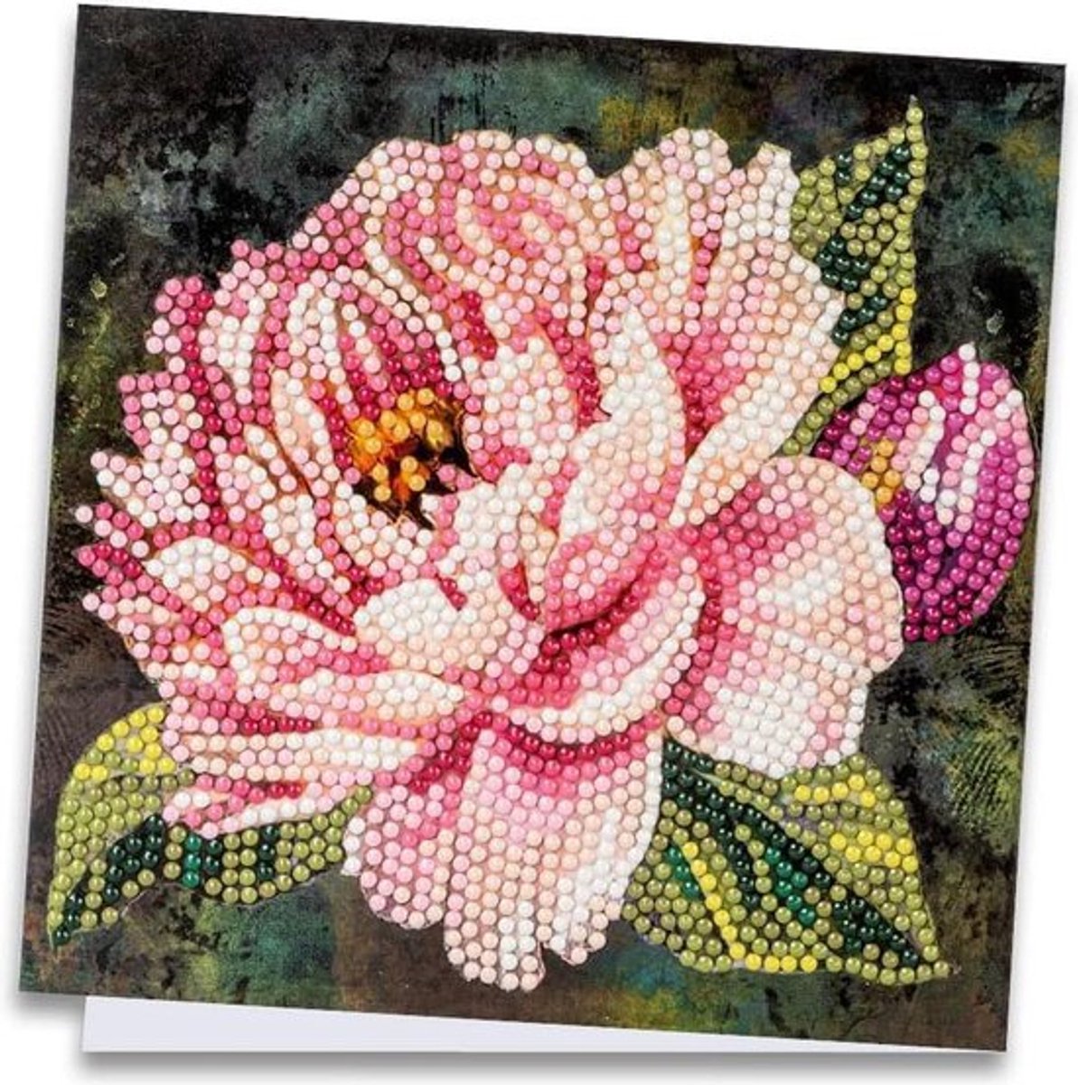 Diamond Painting wenskaart met envelop - pioenroos - 16 x 16 cm - 370